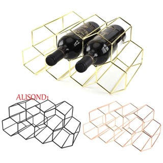 ALISOND1 ชั้นวางขวดไวน์ ทรงรังผึ้ง หกเหลี่ยม สีโรสโกลด์ สไตล์โมเดิร์น
