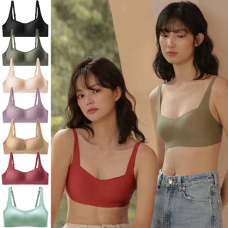 เสื้อชั้นใน คอสี่เหลี่ยม แบบบางพิเศษ ไร้สาย สไตล์ญี่ปุ่น เรโทร สําหรับผู้หญิง ไซซ์ S-XL