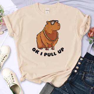 Capybara เสื้อยืด พิมพ์ลายอนิเมะ แฟชั่นฤดูร้อน สไตล์ฮาราจูกุ สําหรับผู้หญิง