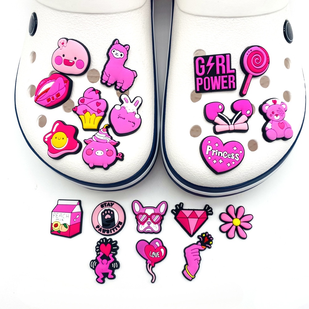 การ์ตูนไข่แกะ Croc Charms หมูหมี Jibbits สําหรับ Croc สีชมพู Lollipop รองเท้า Charms Pins ดอกไม้เชอร์รี่ Jibitz Crocks สําหรับชายรองเท้าอุปกรณ์ตกแต่ง