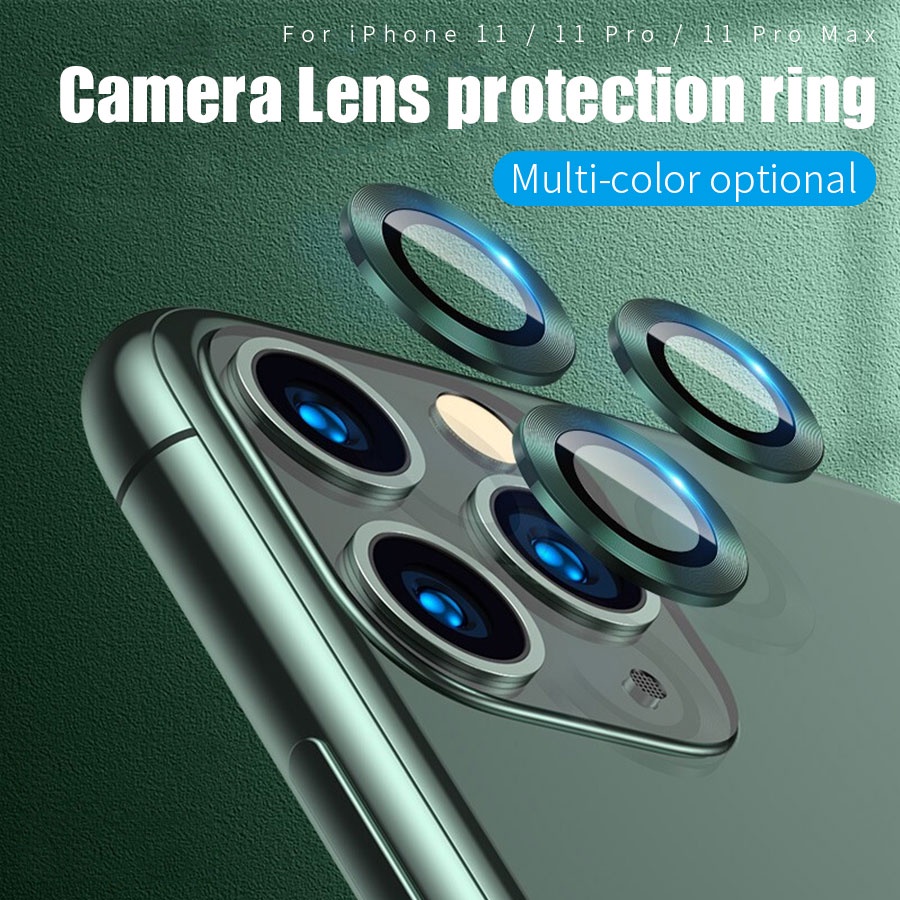 ตัวป้องกันเลนส์กล้อง กระจกนิรภัย พร้อมกรอบแหวนโลหะ สําหรับ iPhone 11 12 mini Pro Max ตัวป้องกันหน้าจอเลนส์