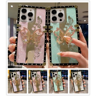 เคสโทรศัพท์มือถือ ทรงสี่เหลี่ยม กันกระแทก ลายผีเสื้อ หรูหรา แวววาว สําหรับ OPPO RENO 10 8Z 7Z 8T 9PRO+ 8PRO+ 7SE 7PRO A1 F21 PRO RENO10 RENO8Z RENO7Z 5G 4G
