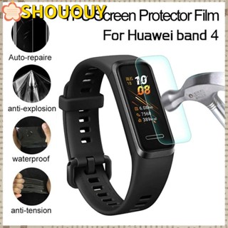 SHOUOUY ฟิล์มไฮโดรเจล TPU ป้องกันสายรัดข้อมือ แบบนิ่ม สีใส สําหรับ Huawei Band 4 Smart Watch