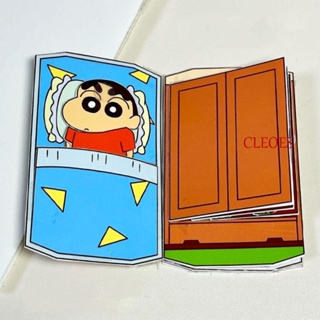 Cleoes หนังสือสติกเกอร์ ลายการ์ตูนชินจัง 3D แฮนด์เมด เสียงเงียบ สําหรับเด็กผู้หญิง