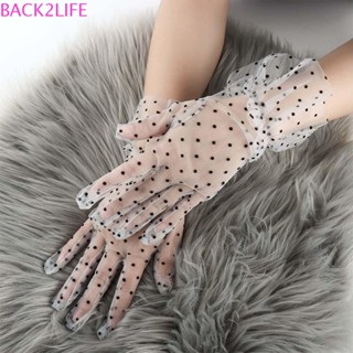 BACK2LIFE ถุงมือลูกไม้ ตาข่าย หรูหรา ขี่จักรยาน แบบเต็มนิ้ว สไตล์เกาหลี สําหรับผู้หญิง