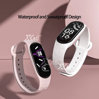 สําหรับ Xiaomi Mi 9 8 7 6 miband 6 สาย 3D เลเซอร์นูนเปลี่ยนสายรัดข้อมือสร้อยข้อมือซิลิโคนสําหรับ Xiaomi 8 miband 6 miband 7 สาย