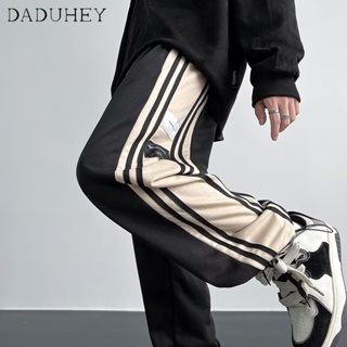 DaDuHey🔥 Mens 2023 Summer thin Ankle Banded Casual Sports Pants American Style Vintage Stripes Fashion Brand All-Match Loose Sweatpants Harem Pants