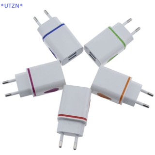 Utzn&gt; อะแดปเตอร์ชาร์จ USB 5V 2A พอร์ตคู่ ปลั๊ก EU สําหรับโทรศัพท์มือถือ