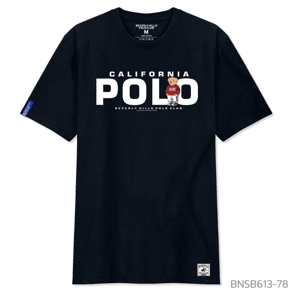 OK เสื้อยืด 1 เสื้อยืดพิมพ์ลายแฟชั่น BEVERLY HILLS POLO CLUB  เสื้อยืดคอกลมแขนสั้น The Clic Bear รุ่