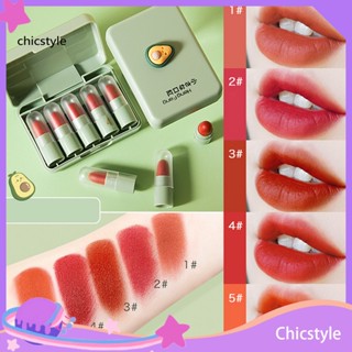 Chicstyle ลิปสติก เนื้อแมตต์ ไม่เหนียวเหนอะหนะ สําหรับใช้ประจําวัน 5 ชิ้น ต่อกล่อง