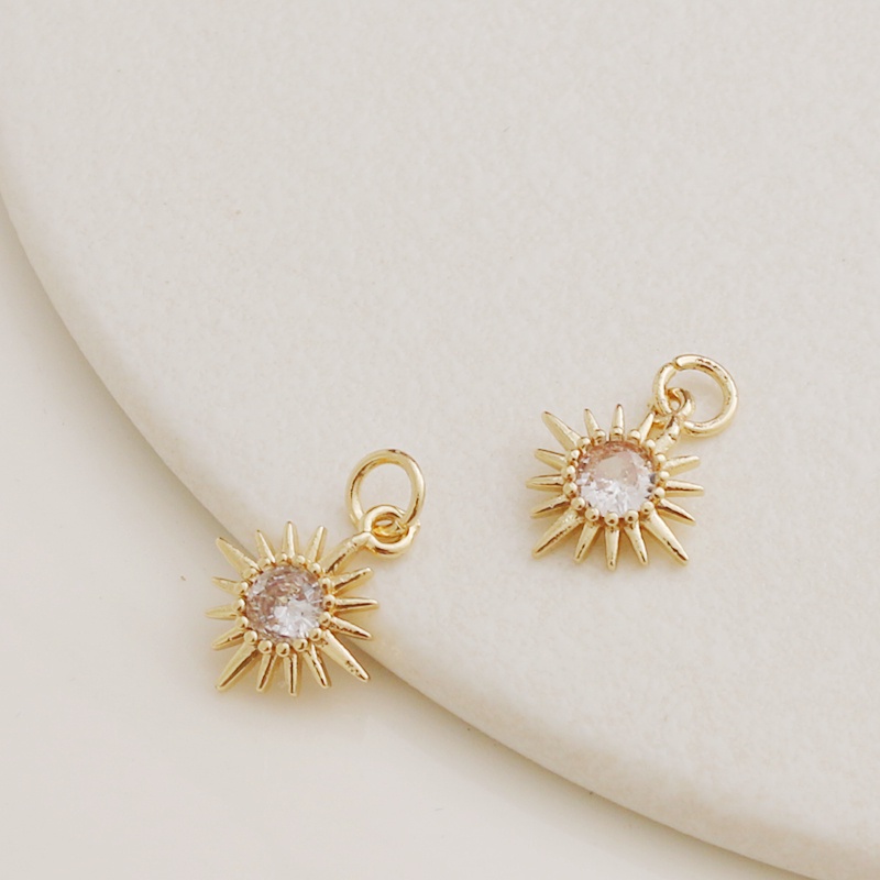 สร้อยข้อมือและสร้อยคอมรกิญ 14K Gold Zircon Sun สไตล์ DIY ขนาด 12 มม.