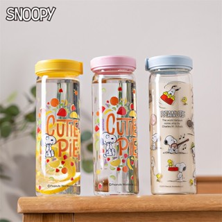 [Snoopy] ถ้วยแก้วใส ทนความร้อน ลายดอกไม้