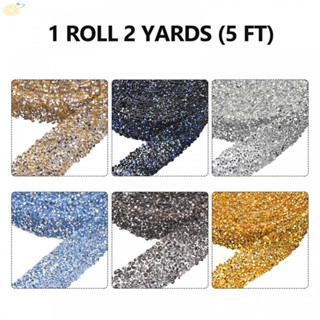 【VARSTR】Rhinestones Ribbon 1 Roll 1.2inch X 2 Yards DIY Diamond Lustrous Resin