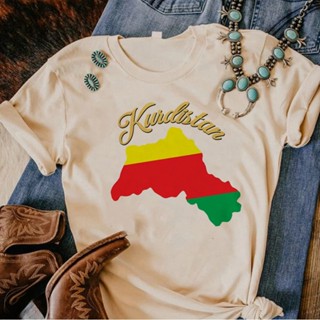 เสื้อยืด พิมพ์ลายการ์ตูนอนิเมะ Kurdistan ตลก สําหรับผู้หญิง