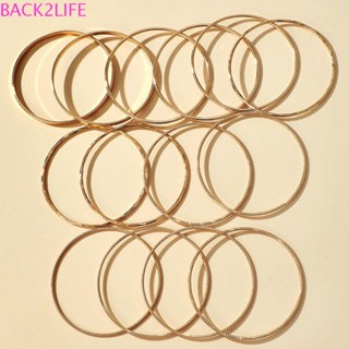 Back2life สร้อยข้อมือ ผู้หญิง 14 ชิ้น / เซต วินเทจ สีทอง สําหรับเด็กผู้หญิง สายรัดข้อมือ ด้านข้างกว้าง