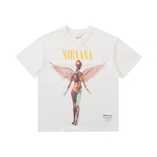 เสื้อยืดแขนสั้น ผ้าฝ้ายแท้ พิมพ์ลาย NIRVANA Album Perspective Angel Limited สีขาว สไตล์วินเทจ แฟชั่นโบราณ สําหรับผู้ชาย