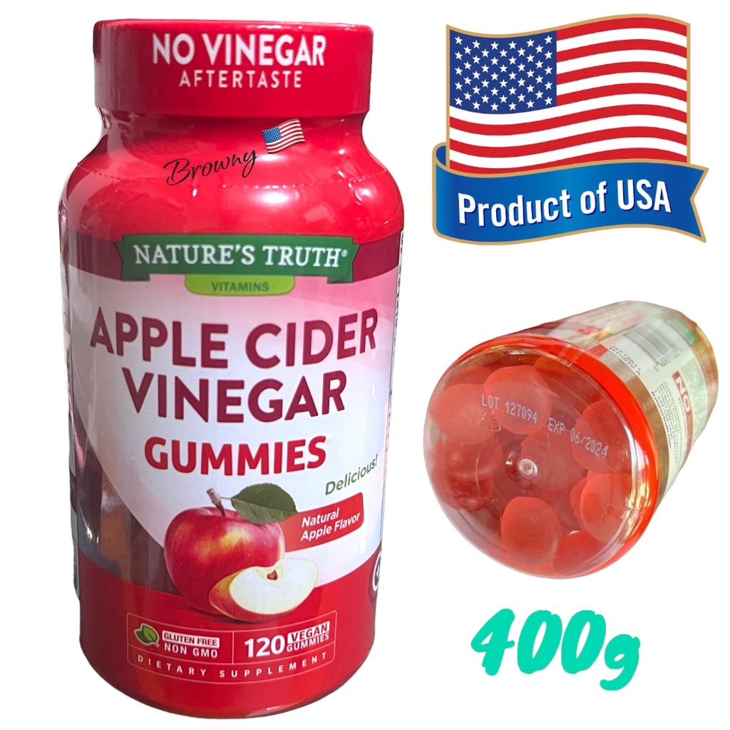 Nature's Truth Apple Cider Vinegar 120 Gummies  เยลลี่ แอปเปิ้ลไซเดอร์ 120 เม็ด.