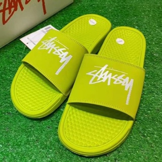 Stussy&amp;nike ของแท้ 100% Benassi Nike Stussy Co รองเท้าแตะลําลอง เหมาะกับการเล่นกีฬา กลางแจ้ง