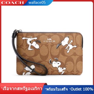 COAC H X Peanuts Long Zip Around Snoopy c4598 กระเป๋าสตางค์ครัช COAC H ซิป ช่องใส่การ์ด 2 ช่อง