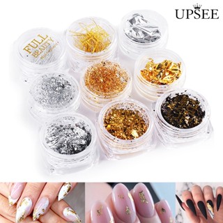 Upsee❣สติกเกอร์ฟอยล์ สีทอง สีเงิน แบบบางพิเศษ สําหรับตกแต่งเล็บ DIY