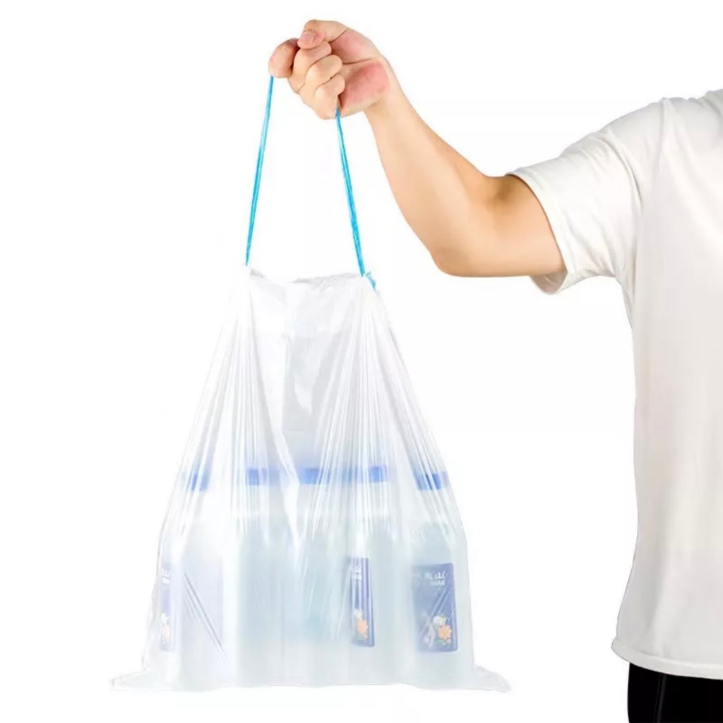 ถุงขยะ ขนาด 45x50 ซมcm พร้อมสายหูหิ้ว ดึงเชือกขึ้นก็มัด ไร้กลิ่นใช้สะดวก 1ม้วน 15ใบ TA03 - รูปที่ 4