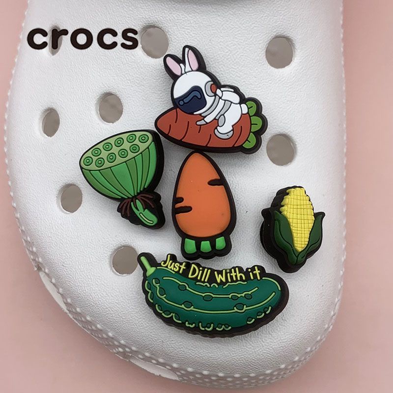 ใหม่ Crocs jibbitz รองเท้าแตะลําลอง ลายดอกไม้ ผัก และผลไม้ สไตล์เกาหลี 2023