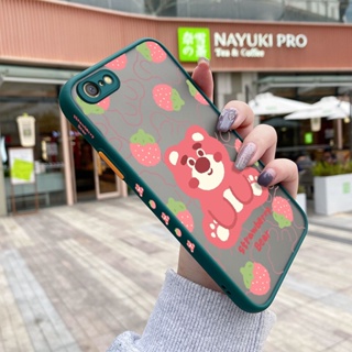 เคสโทรศัพท์มือถือ ซิลิโคนนิ่ม ขอบสี่เหลี่ยม กันกระแทก ลายการ์ตูนหมีสตรอเบอร์รี่ สําหรับ OPPO A71 A71K