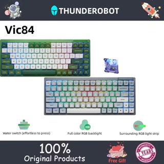 Thunderobot Vic84 คีย์บอร์ดเมคคานิคอล อะลูมิเนียมอัลลอย โลหะ PBT ปลั๊กร้อน เชื่อมต่อบลูทูธไร้สาย