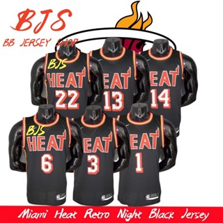 【BJS �� เลขที่ เสื้อกีฬาบาสเก็ตบอล 3WADE Miami Heat Retro Night สีดํา