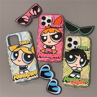 เคสโทรศัพท์มือถือ ซิลิโคน ลายแว่นกันแดด Powerpuff Girls น่ารัก พร้อมขาตั้ง สําหรับ Honor 90 Pro 80 Pro 80 GT 70 Pro Plus 70 Pro+ 60 Pro 50 Pro 50 SE