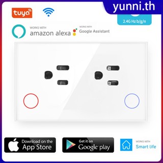 Wifi Smart Wall Socket Us ปลั๊กไฟฟ้า 10a การใช้พลังงาน Touch Switch รีโมทไร้สายทำงานร่วมกับ Alexa Google Home Yunni