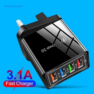 [ElectronicMall01.th] อะแดปเตอร์ชาร์จโทรศัพท์มือถือ USB 4 พอร์ต ขนาดเล็ก แบบพกพา