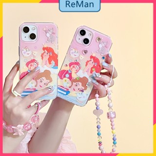 เคสโทรศัพท์มือถือ กันกระแทก ลายการ์ตูนเจ้าหญิงนางเงือก พร้อมสายโซ่คล้อง สําหรับ Iphone 14 12ProMax 13 11 14Promax 14plus 13 12pro 12 11 pro max Xr Xs max 7 8 Plus 13 pro max 13 12 12pro 11promax