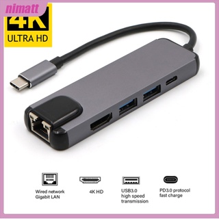 Ni ฮับ Usb c เป็น Rj45 HD-MI Usb 3.0 Type c 4k Thunderbolt 3 Usb-c สําหรับอีเธอร์เน็ตแลน