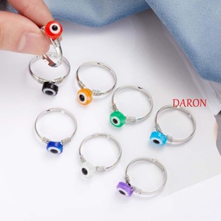 Daron แหวนลูกปัดโลหะ ทรงกลม สีฟ้า สไตล์พังก์ สําหรับผู้ชาย