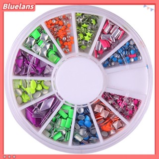 Bluelans กระดุมนีออน ทรงกลม ทรงสามเหลี่ยม ลายดาว 6 สี สําหรับตกแต่งเล็บ DIY