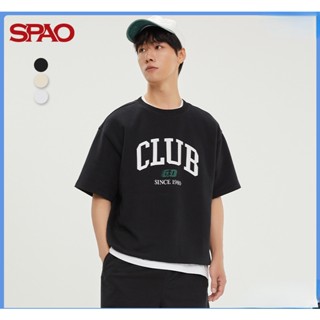 Spao ใหม่ เสื้อยืดคอกลม แขนสั้น พิมพ์ลายตัวอักษร แฟชั่นฤดูใบไม้ผลิ สําหรับผู้ชาย SPMWC12H13