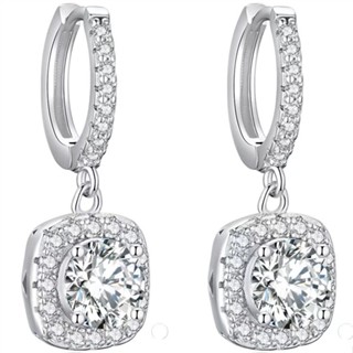 ต่างหูห่วงเพชรโมอิส 3ct + 3ct พร้อมใบรับรอง GRA moissanite diamond hoop earrings