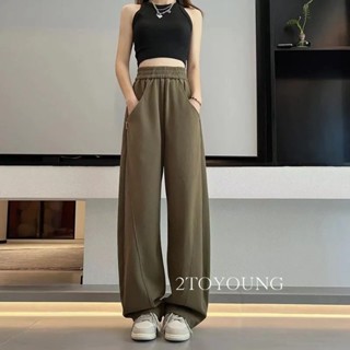 2TOYOUNG กางเกงขายาว คาร์โก้ กางเกง เชือกอเมริกันคลาสิค Cargo pants 2023 NEW 072053