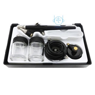 [mjia] Mini Single Action Air Brush Kit Siphon Feed 0.8mm Paint Spray  Air Brush Kit with Hose 2cc Fluid Cups Spray Tool for Body Painting Makeup Art Model Tattoo Manicure Nail