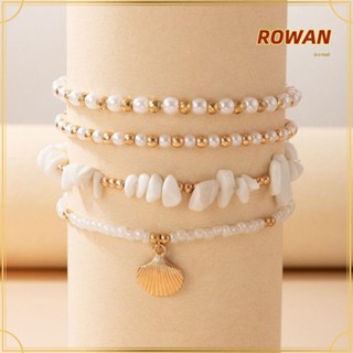 Rowans สร้อยข้อเท้าโซ่ หลายชั้น แฮนด์เมด สไตล์โบฮีเมียน แฟชั่นฤดูร้อน