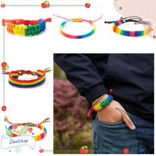 ♕Okdeals♕ Lgbt สร้อยข้อมือเชือกถัก ปรับได้ สีรุ้ง ของขวัญสไตล์ใหม่ สําหรับผู้หญิง และผู้ชาย