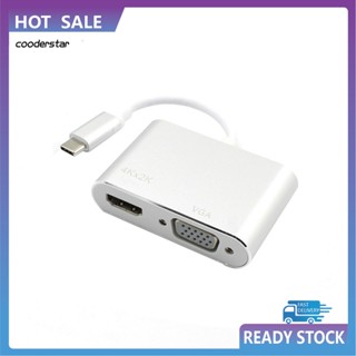 Cood 2 in 1 อะแดปเตอร์แปลง USB 31 Type-C เป็น HDMI VGA 4K ความคมชัดสูง สําหรับ MacBook PC