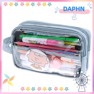 DAPHS กระเป๋าดินสอ ทรงสี่เหลี่ยม แต่งซิป จุของได้เยอะ สีโปร่งใส แฟชั่นสําหรับแต่งหน้า