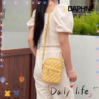 Daphne กระเป๋าถือ กระเป๋าสะพายไหล่ หนัง PU ขนาดมินิ ลายสก๊อต สีพื้น สไตล์วินเทจ สําหรับสตรี