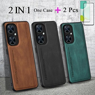 2 IN 1 เคสโทรศัพท์หนัง เซรามิค กันรอยหน้าจอ สําหรับ Huawei Nova 11i