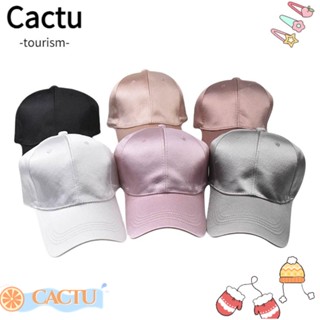 Cactu หมวกเบสบอล ผ้าไหมซาติน สีพื้น สําหรับผู้ชาย และผู้หญิง