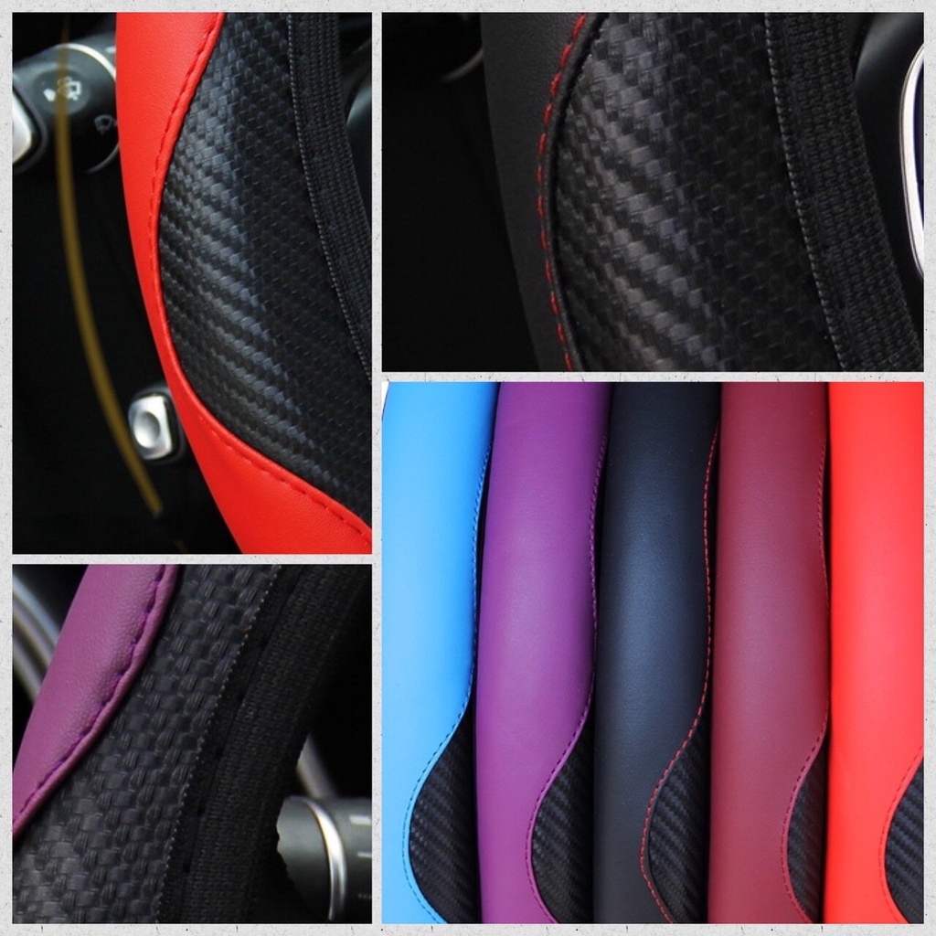 🌈 ปลอกหุ้มพวงมาลัย เคฟล่า หนัง PU ปลอกพวงมาลัย ที่หุ้มพวงมาลัย ขนาดมาตรฐาน หรูหรา ทรงสปอร์ต 🌈 - รูปที่ 3