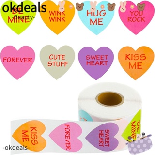 OKDEALS สติกเกอร์ฉลาก ลายหัวใจ มีกาวในตัว สีทอง 1 นิ้ว อุปกรณ์เสริม สําหรับติดซองจดหมาย 500 ชิ้น