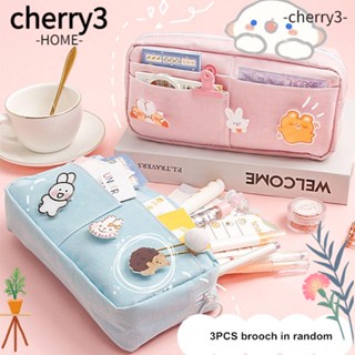 Cherry3 กระเป๋าดินสอ ผ้าแคนวาส กันน้ํา จุของได้เยอะ สําหรับเด็ก